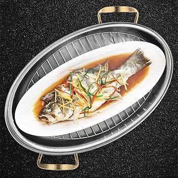 Amazon | GROUNDS 両手鍋 魚蒸し器 ステンレス鋼蒸し魚の鍋 楕円